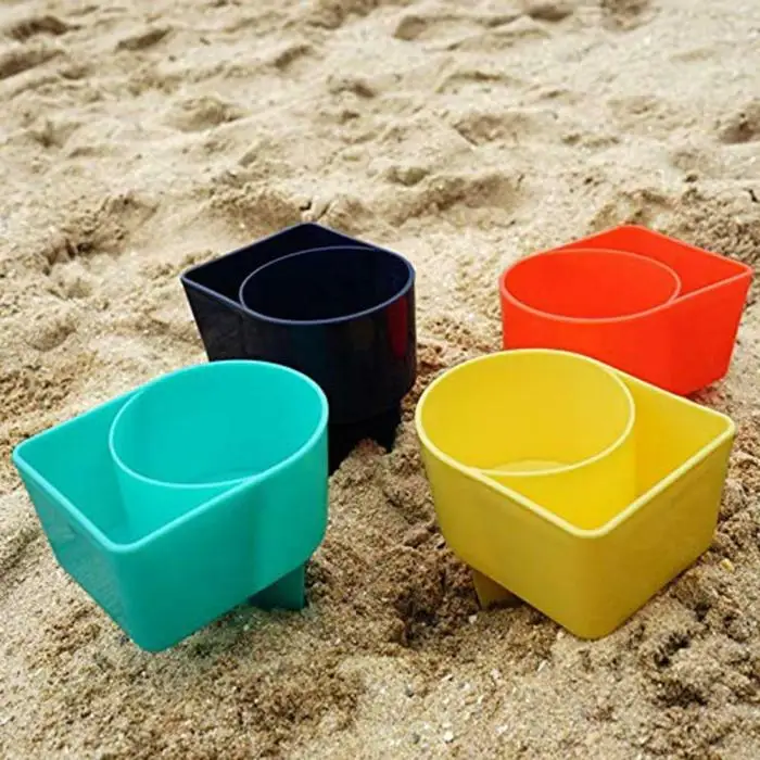 2 Pcs Beach Cup Holder Plastic Drink Stand Durable Sand Spike Portable for Outdoor PI669