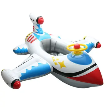 

Children Swimming Ring Children Big Airplane Swimming Ring With Steering Wheel Seat Thick Padded Boat Inflatable Swimming Ring