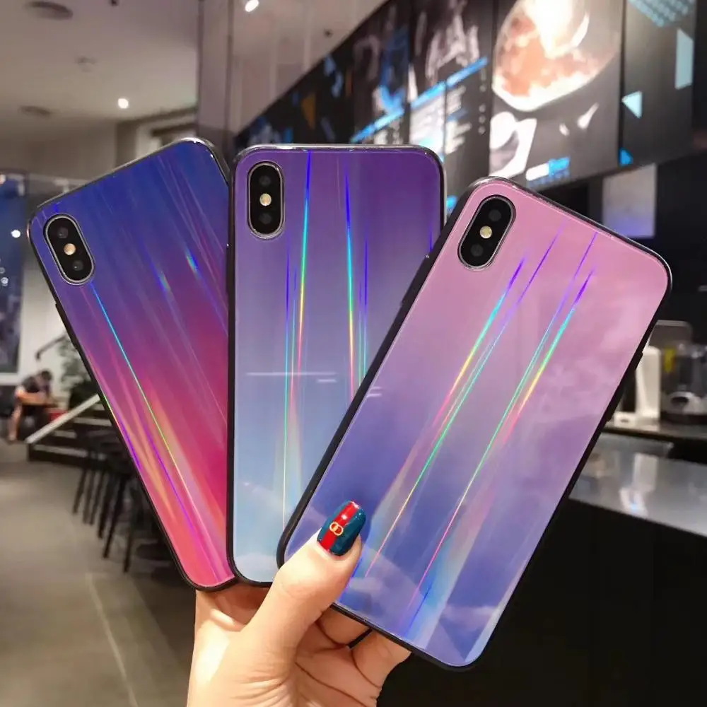 POPSTAND модный градиентный Радужный лазерный чехол для телефона для iPhone 11 Pro Max 7 8 6 6s 7Plus 8Plus X XS MAX XR прозрачный акриловый чехол