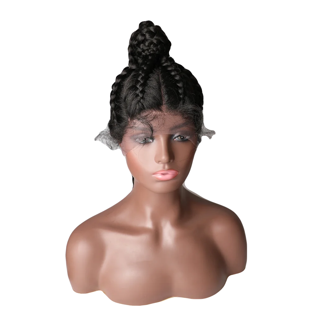 360 Full Lace Braided Wigs For Black Women Synthetic Lace Front Wig 