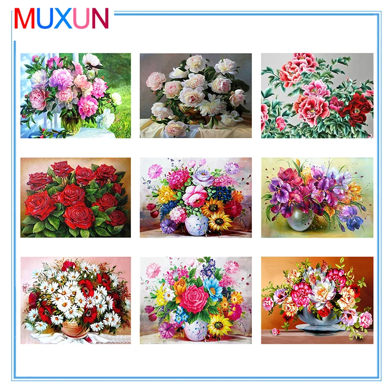 3D Diy Diamond Embroidery Flowers Picture Of Rhinestones 5D Painting Cross Stitch Peony Needlework Gift Wall Decor Ep188 | Дом и сад