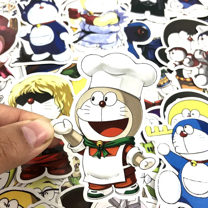 В переменного тока, 50-100 шт./упак. Doraemon Fuuny Косплэй мультфильм Ins Стиль настенные наклейки для детской мотоцикл самокаты велосипеды ноутбук Стикеры для альбомов