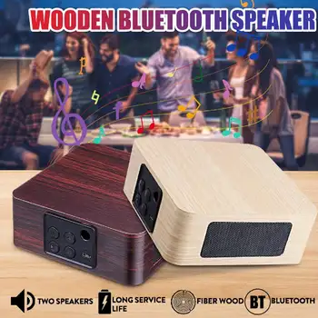 

Portable Retro Wooden bluetooth Speaker HIFI Wireless Drivers 3D Surround Stereo Loudspeakers USB Charging Double Horn Speaker