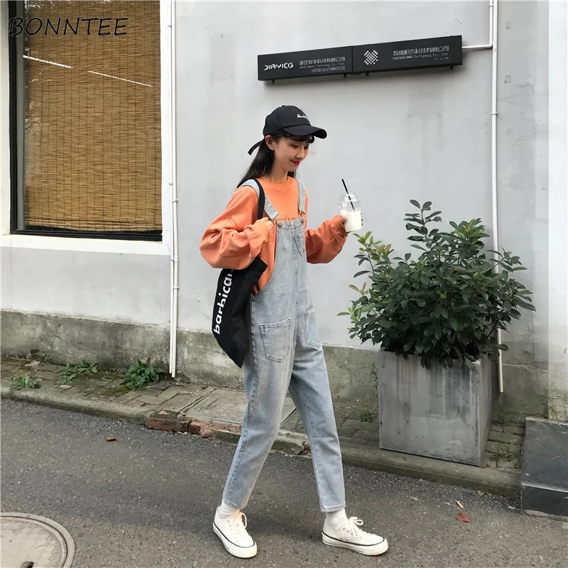 Комбинезон женский джинсовый с завышенной талией модные штаны до щиколотки