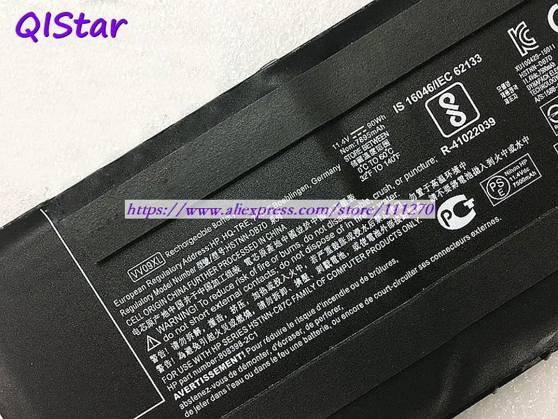 QISTAR 11,4 V 90Wh натуральная VV09XL HSTNN-DB7D Аккумулятор для ноутбука HP ZBook 15 G3/17 G3 Мобильная рабочая станция серии