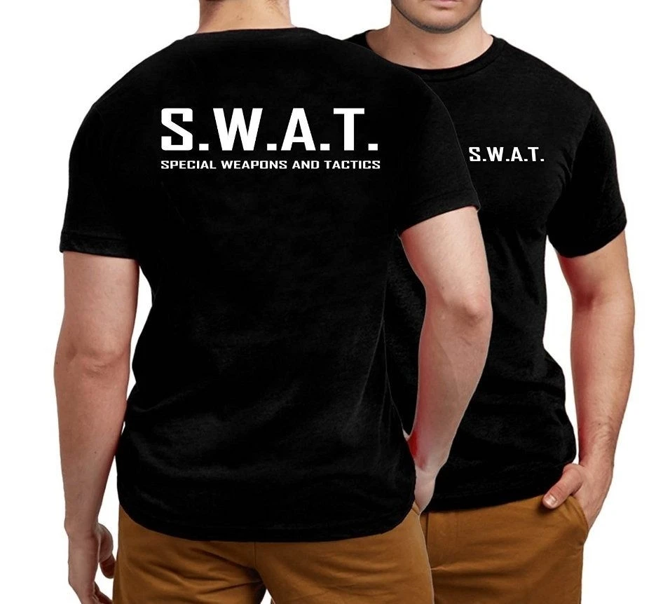 Black Fancy Dress Police Swat T Shirt 