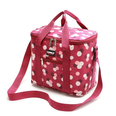Вместительная женская сумка для пикника мужская сумка для пикника уличная Термосумка для пищи Мужская водонепроницаемая сумка-холодильник из ткани для еды холодильник - Цвет: 22L Wine red flowers