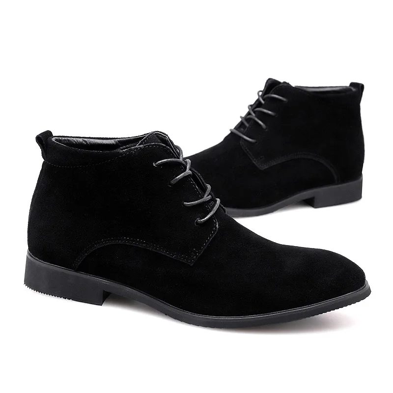 England style mens casual big size short boots pointed toe genuine leather shoes lace-up outdoors ankle boot zapatos hombre bota