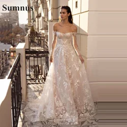 SoDigne Bohemia Wedding Dresses Sweetheart Off The Shoulder Long Sleeves Lace Bridal Gowns Beach Boho Wedding Dress Plus Size