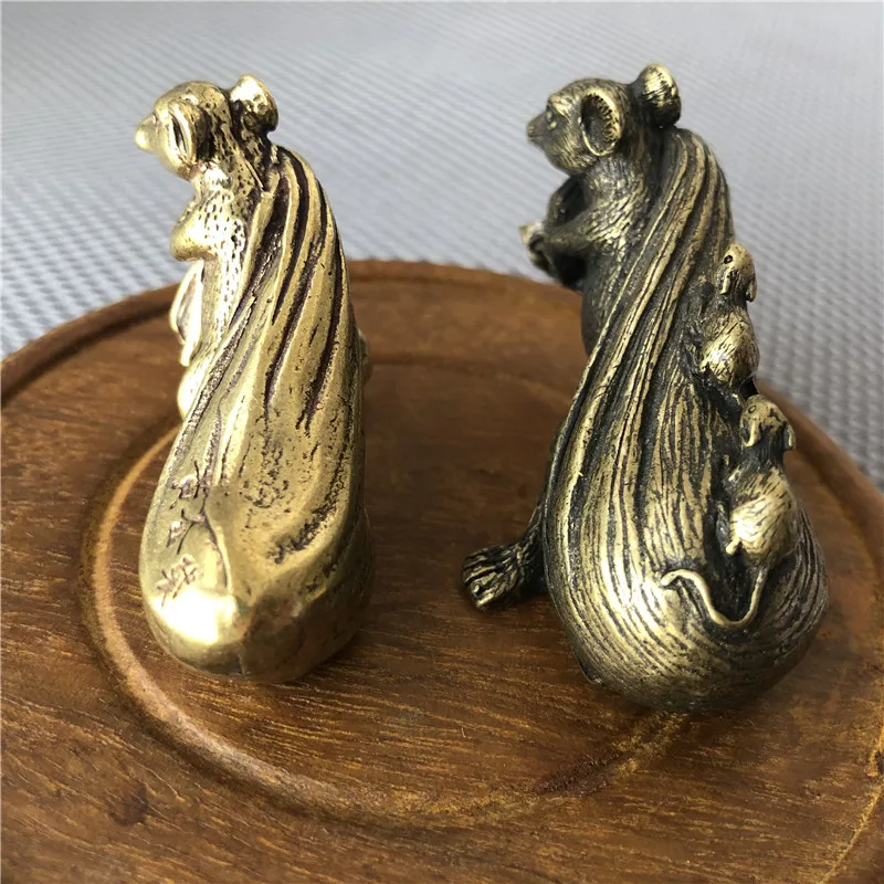 Медные китайские новогодние фигурки крыс для домашнего декора аксессуары латунные статуи мыши настольные украшения подарок для китайских друзей