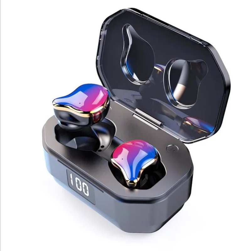 Фиолетовый G01 bluetooth-гарнитура 6D стерео Бас спортивные наушники водонепроницаемые наушники беспроводной наушники светодиодный дисплей Регулировка громкости - Цвет: Фиолетовый