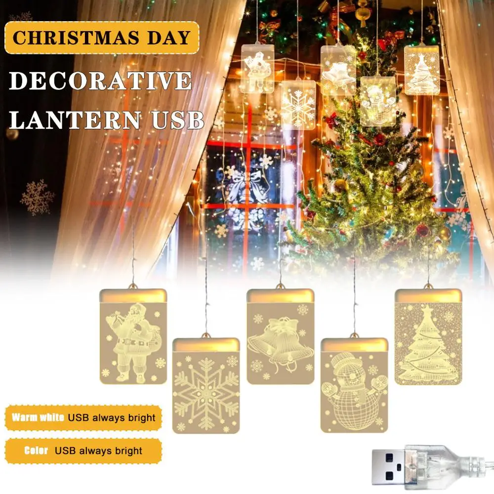 

3D Acrylic String Lights Curtain Fairy Lights USB Powered 1.5m 54LEDs Christmas Tree Decoration for Garden Home