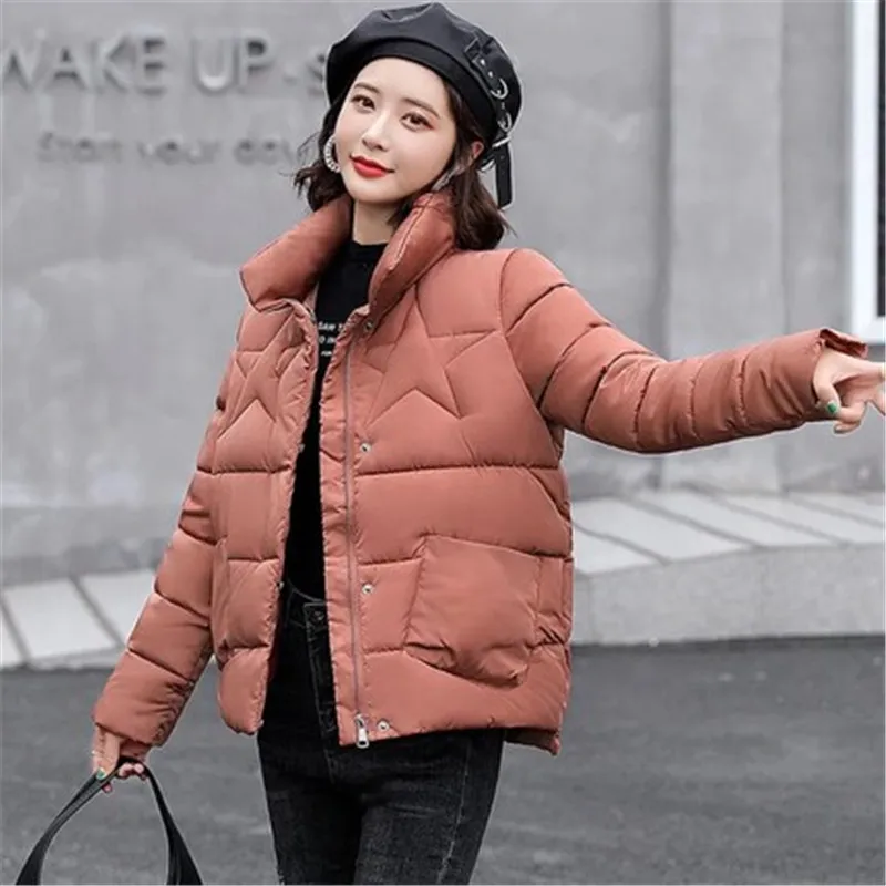 M-5XLDown Padded Cotton Jacket women Short Korean Fashion Stand-up Collar Parker Jacket 2022 New Warmth Padded Jacket WinterA697