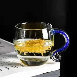 Чайная чашка, стеклянная, высокая температура, пена, Цветочный, чайная чашка, бытовая, с крышкой, для мужчин и женщин, офисная, кофейная чашка, прозрачный кофе - Цвет: 290ML