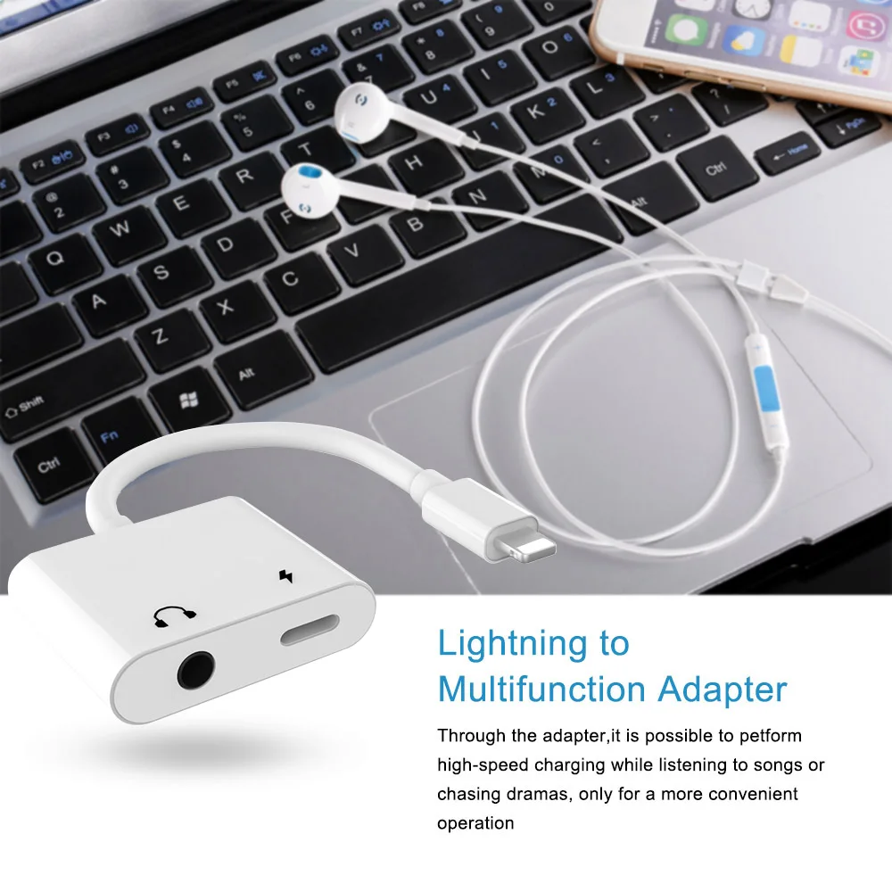 THT 006 1 Lightning to 3 5mm Headphone Aux Jack Converter Audio Charge Adapter 2 in 1 For iPhone X Xs 8 8P 7 7P