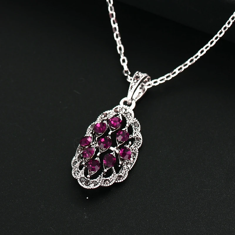 Iutopian Модные Винтажные серьги для женщин в античном стиле с блестящими кристаллами высшего качества для подарка# E1821-grey - Окраска металла: purple necklace 45cm