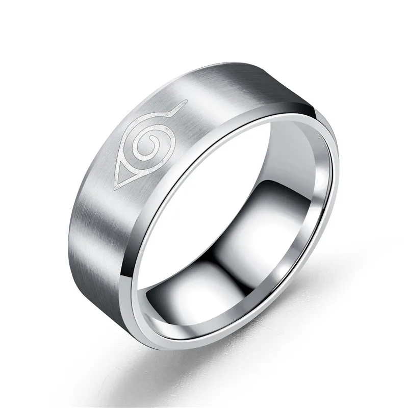 Japanese classic anime cosplay Uzumaki Naruto Titanium steel alloy NARUTO Adult men and women Ring ProYearn 8mm Ring Prop