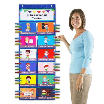 

Student classroom behavior management tracking hanging bag learning subject conversion pocket chart Classroom Center