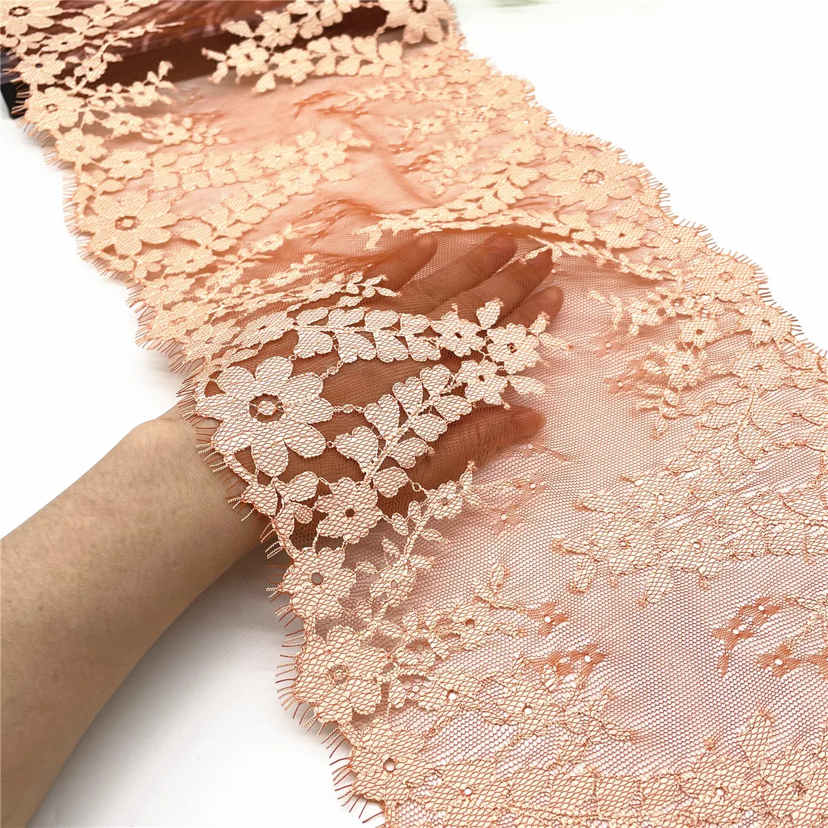 3y/Lot Width 25cm No-Elastic Yellow Orange Eyelash Lace Trim 2