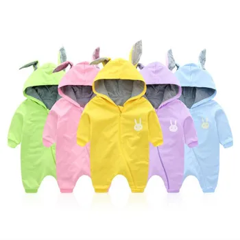 

Cute Newborn Baby Girls Boys Bunny 3D Ear Hooded Rompers Outfits Playsuit Autumn Winter Warm Long Sleeve Jumpsuit Baby Clothes