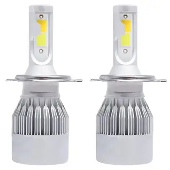 

2pcs Mini H4 COB LED Car Headlight Bulbs 6063 Aviation Aluminium 9V-36V IP68 Waterproof 6000k and 3000k for Auto Headlamp Silver