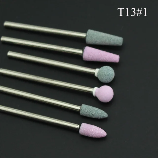 6 Types Nail Drill Bit Set Milling Cutters for Manicure Electric Nail Files Machine Gel Remove Accessories Cuticle Clean Tools - Цвет: T13-1