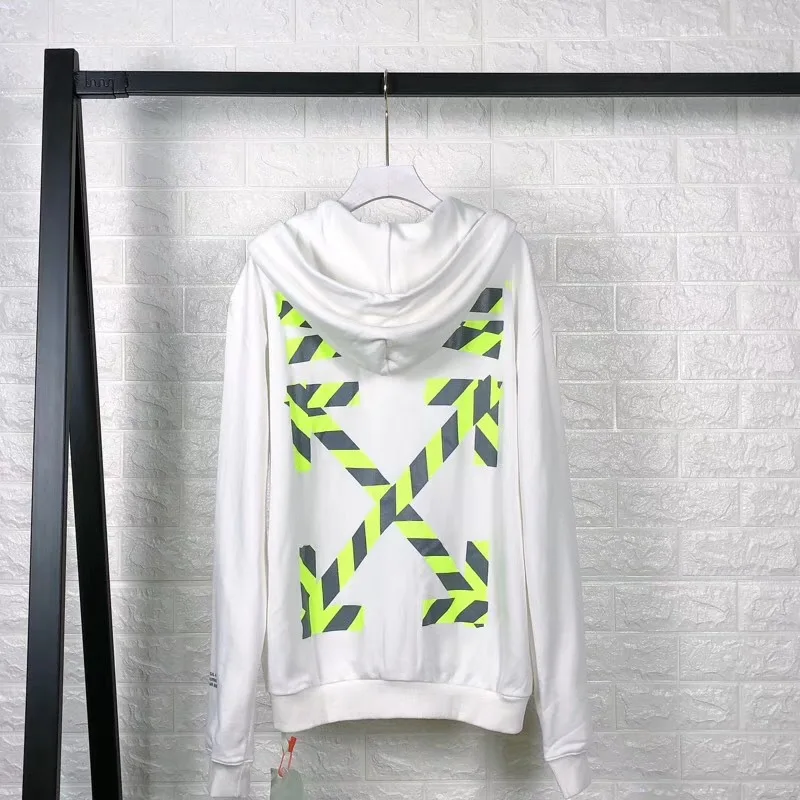OFF-white OW 19SS ограниченная Светоотражающая толстовка с капюшоном cordon мужская пара - Цвет: Белый