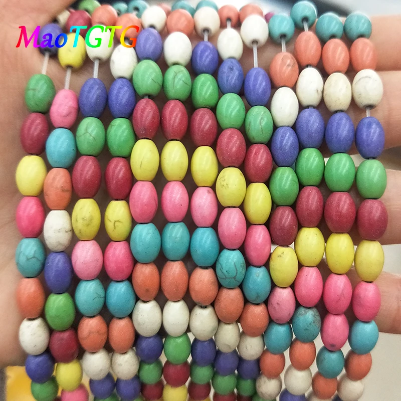 

Turquoises Barrel Beads For Jewelry Making DIY Necklace Bracelet 8x6mm Mixed Color Turquoises Oval Beads Accessories Wholesale