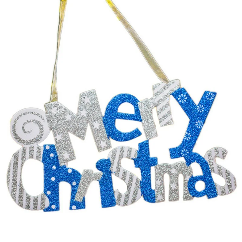 Рождественские Висячие пластиковые сверкающие рождественские буквы знак для рождественской елки дома двери окна украшения поставки красный и синий - Цвет: B