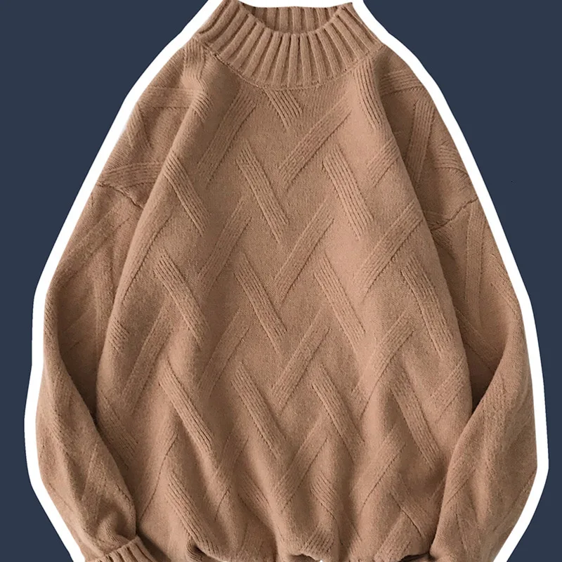 Winter Thick High Collar Sweater Men Warm Fashion Solid Color Casual Knit Sweter Clothes Man Wild Loose Long Sleeve Pullover Men Winter Thick High Collar Sweater Men Warm Fashion Solid Color Casual Knit Sweter Clothes Man Wild Loose Long Sleeve Pullover Men