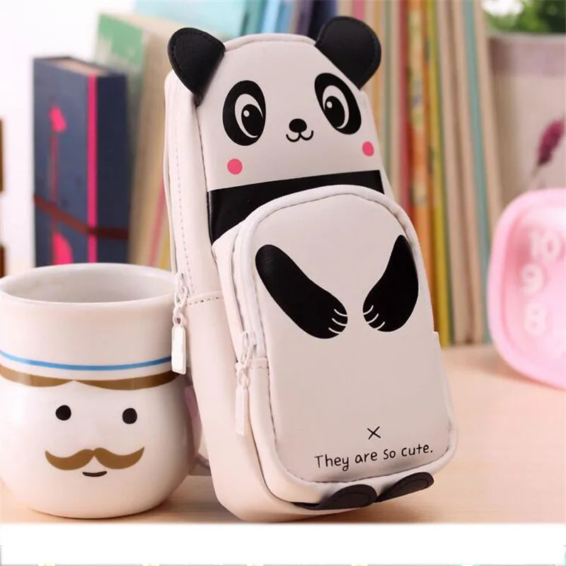 Косметичка для девочек Kawaii, панда, кролик, на молнии, сумка-карандаш из искусственной кожи, водонепроницаемые кисти для макияжа, сумка, Детская портативная косметичка