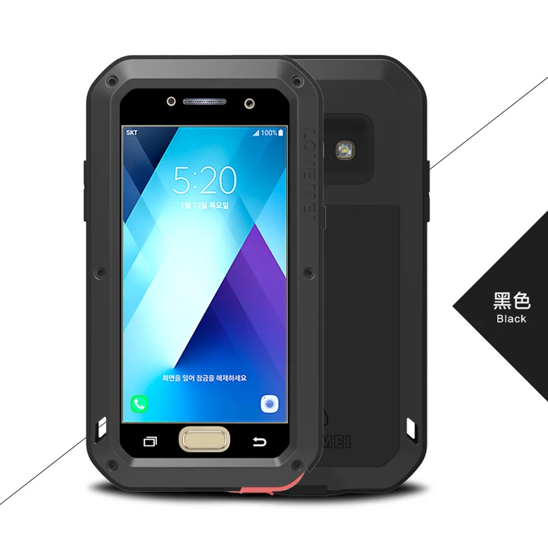 С закаленным стеклом металлический защитный чехол для samsung Galaxy A3 телефон 360 полный корпус Защита для coque samsung A3 чехол etui - Цвет: Black