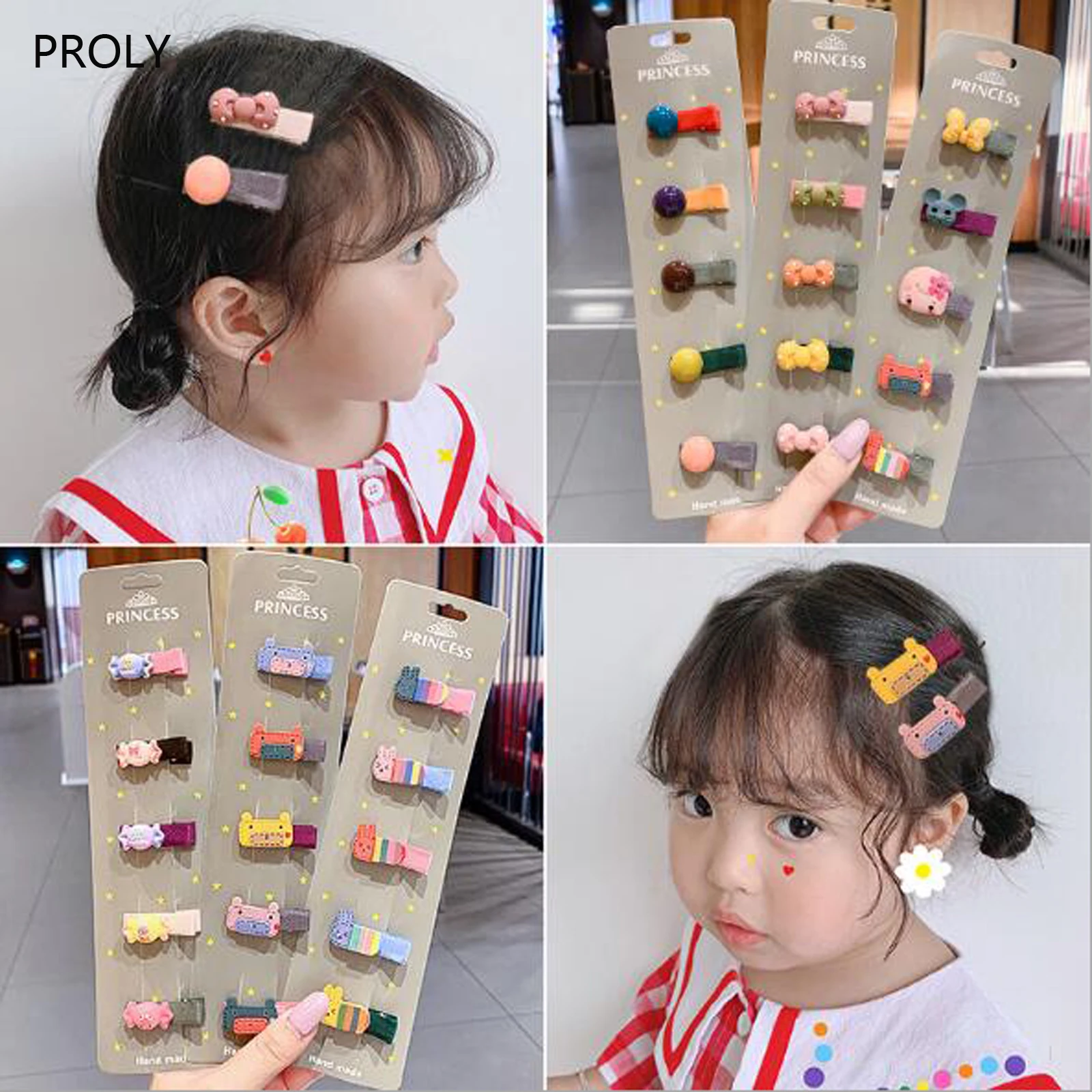 

PROLY 5/Pcs/Set Animal Cute Girls Hair Clips Set Kids Flower Cartoon Barrettes Bow Knot Pretty Hair Accessories Lovely Hairpins