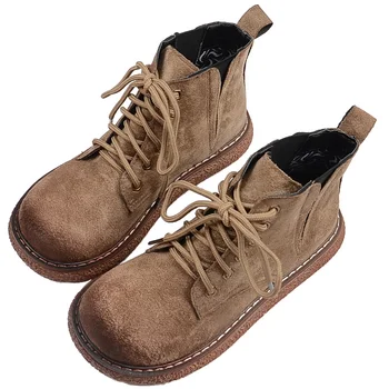 

Ladies Martin Boots Mori Girl Retro Big Head Doll Shoes Japanese Thick-Sole Suede Womens Ankle Boots Student Casual Short Boots