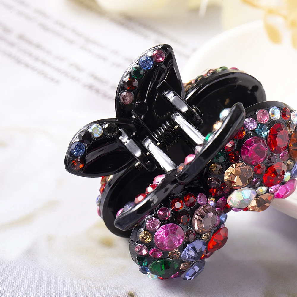 Frauen Kirsche Strass Haar Krallen Krabben Haarnadeln Kristall Haar Clips Barrettes Pferdeschwanz Mädchen Haar Zubehör Ornamente Hairgrip – Detail 6