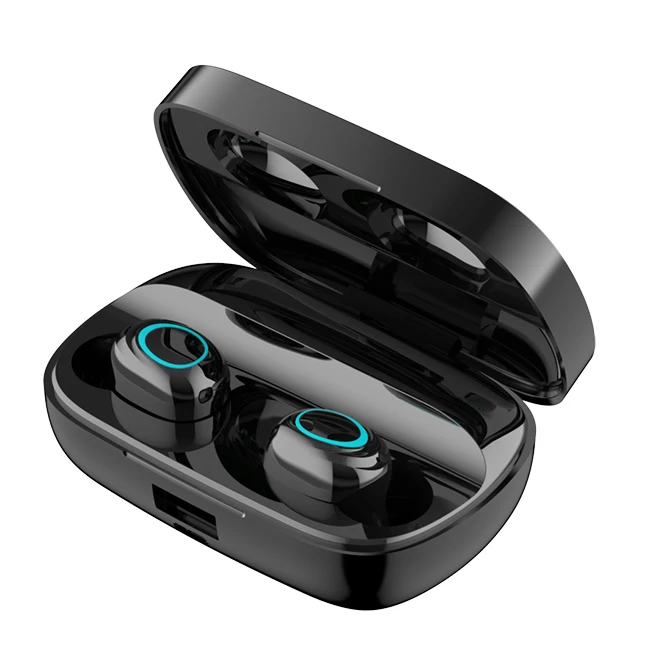 black double 2200mah Беспроводные наушники Bluetooth, спортивные наушники для бега с микрофоном, Tws игровая гарнитура, сенсорное управление, мини наушники PK F9 - Цвет: black double 2200mah