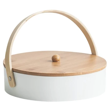 

Fruit Snack Platter Modern Living Room Home Ceramics Round Snack Basket with Cover Dried Fruit Snack Plate