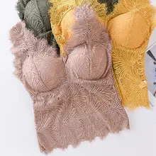 Женская сексуальная майка с v-образным вырезом, кружевная майка с эффектом пуш-ап, сексуальные топы с подкладкой, широкие лямки, обернутые на грудь, красивые майки на спине