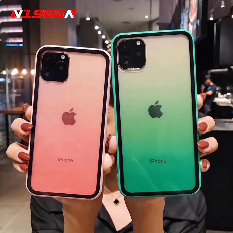 

N1986N Phone Case For iPhone 11 11 Pro Max XR XS Max 6 6s 7 8 Plus Fashion Gradient Color Clear Acrylic For iPhone X Phone Case
