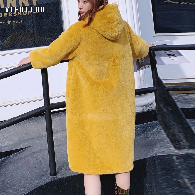 

High Quality Autumn Winter Women Thick Warm Faux Fur Coat Long Hooded OverCoat Casual Loose Plush Jacket Female Outwear 5 Colors