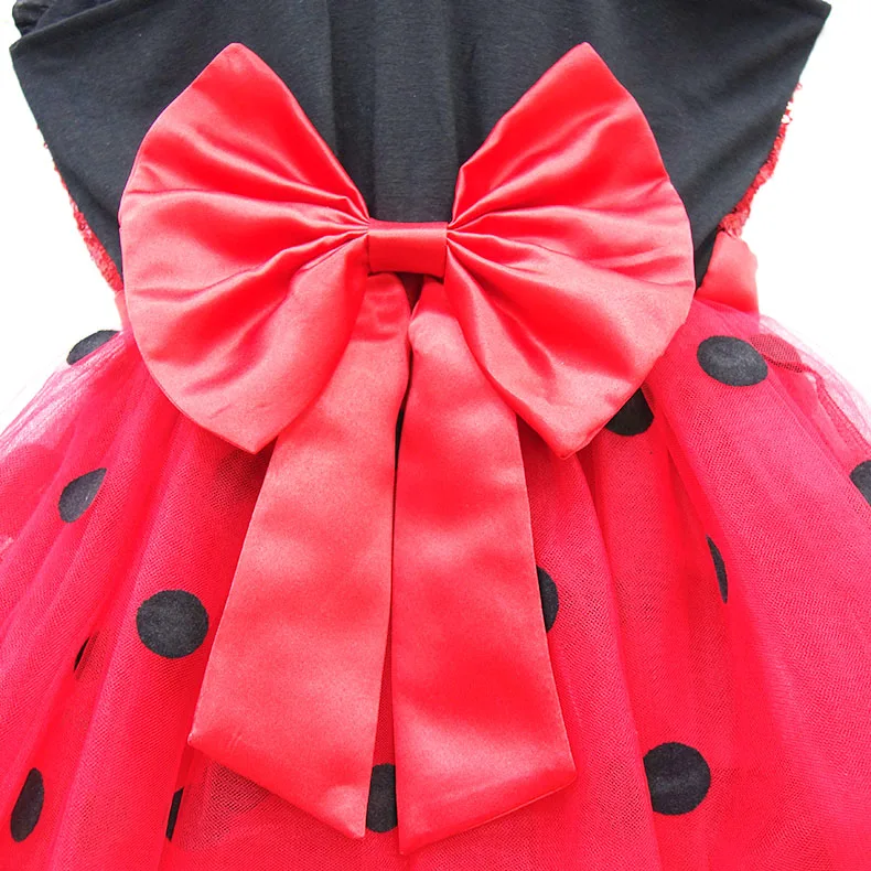 Летнее платье в красный горошек для дня рождения, костюм маски, детская одежда для девочек, карнавальное платье для Хэллоуина, Божья коровка