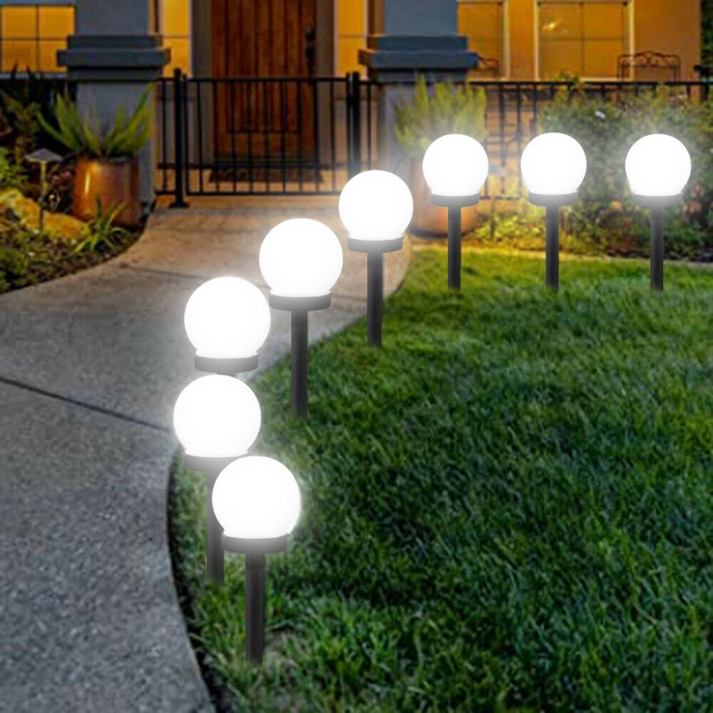 2/4/8Pcs/Lot LED Solar Powered Garden Light Summer Camping Waterproof Ground Plug In Spherical Bulb Lawn Lights Landscape Lamp