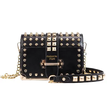 

Riveting Nail Mini Bag Female 2020 New Fashion Korean Fashion Bag Square Sling Bag Chain Shoulder Bag Purses and Handbags BA145