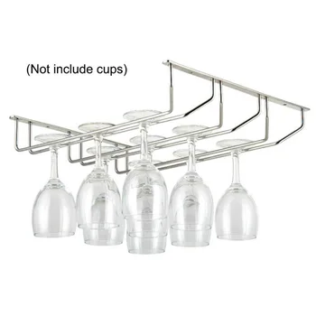 

3 Rows Wall Mounted Wine Glass Cup Mug Rack Holder Hanging Bar Shelf Ceilling