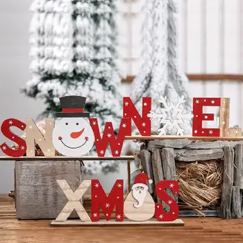 

2019 Christmas New Decorations Foreign Trade Hot Wooden Letters Decor Desktop Printing Decoration