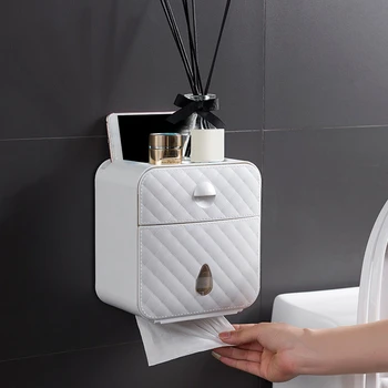 

Creative Toilet Roll Holder Waterproof Paper Towel Holder Shelf Wall Mounted Toilet Paper Case Storage Box Bathroom Accessories