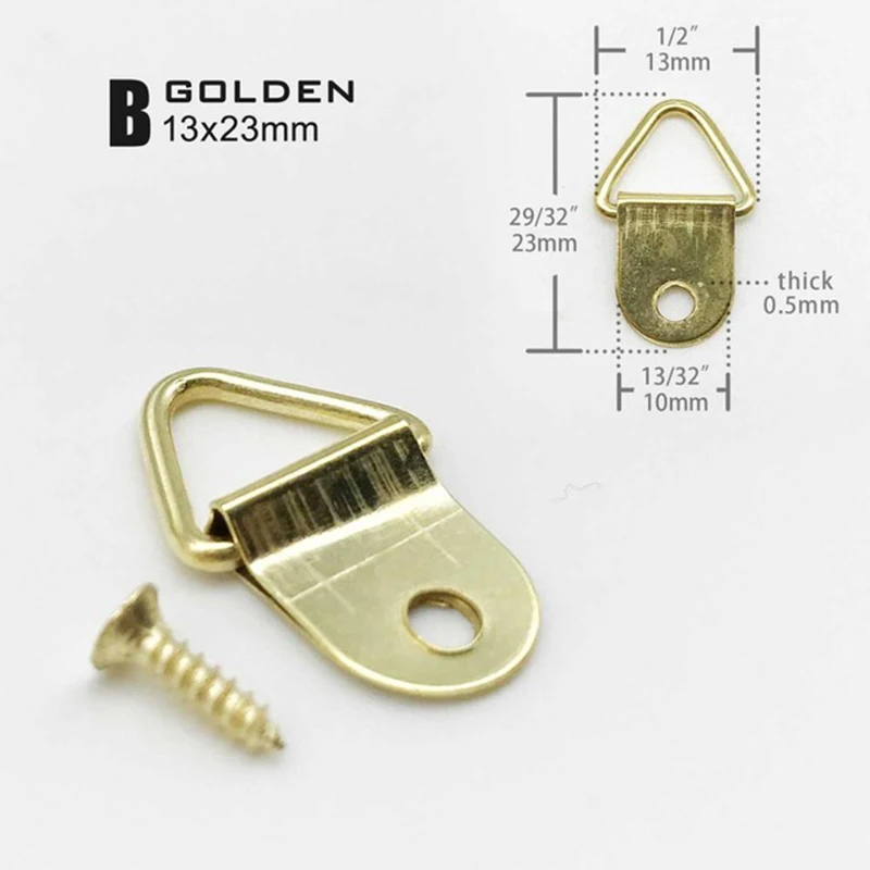 20pcs Picture Hangers Golden Brass Photo Picture Frame Wall Mount Hanger  Hook Ring Iron(The Screw Not Include) - AliExpress