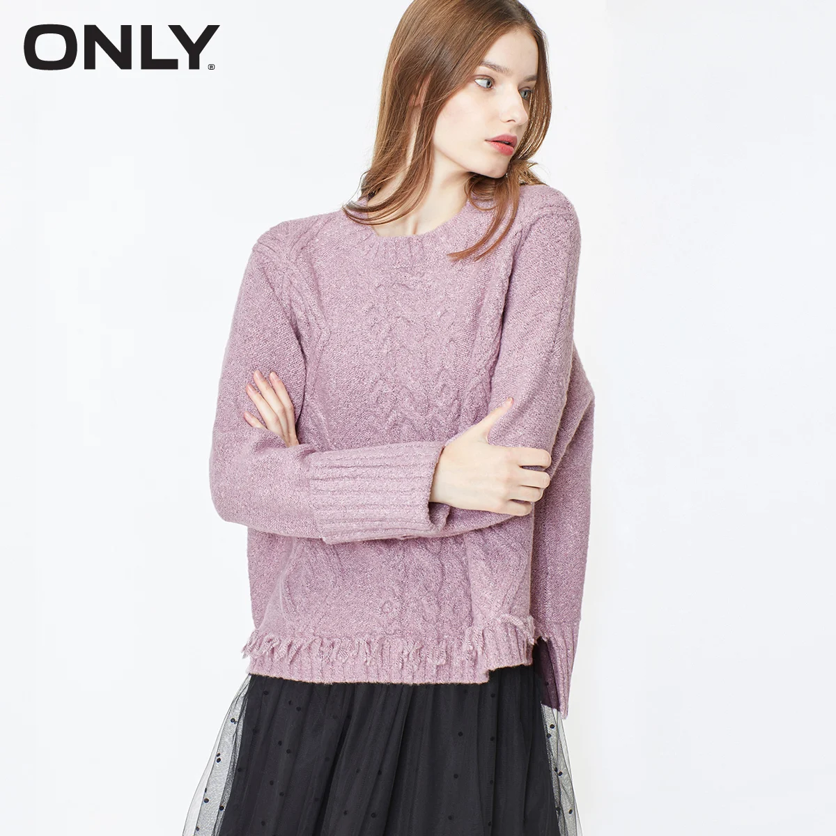 Только осенне-зимний женский свободный облегающий вязаный свитер с бахромой | 119313539 - Цвет: DESER FLOWERMELANGE