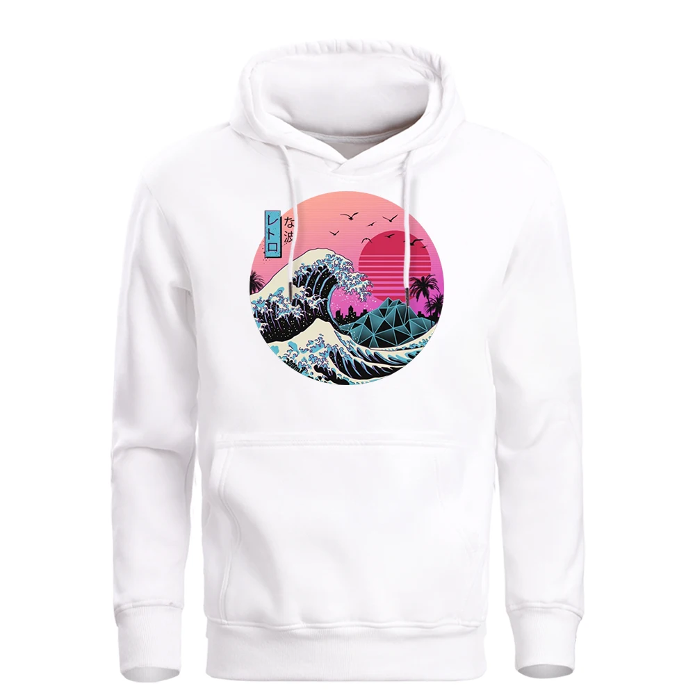Vaporwave Hoodies Men The Great Retro Wave Japan Anime Aesthetic Sweatshirt Men'S Softwear Hoody 2019 Winter Fleece Pollover