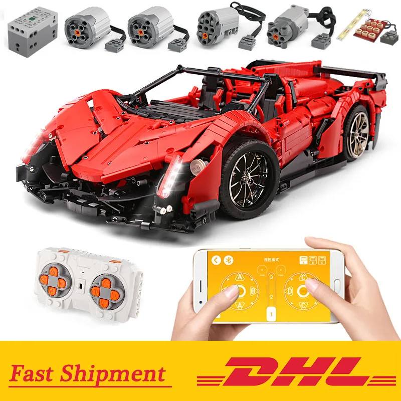 Приложение RC управляемый автомобиль совместим с Lepinblocks Technic MOC 10559 Lamborghini Veneno Roadster
